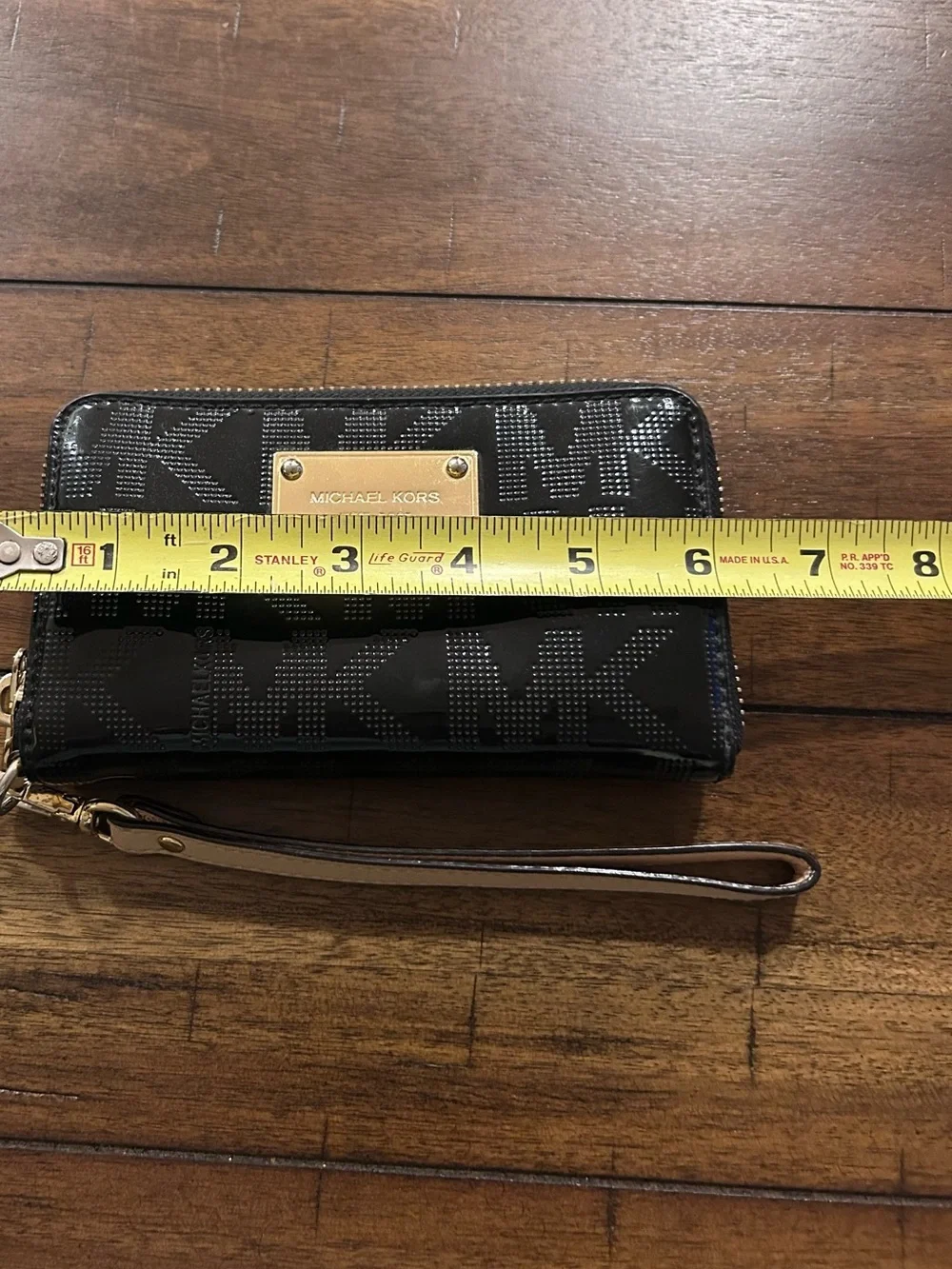 Michael Kors Black Patent Leather Logo Signature Wallet